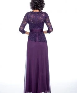 Decode 1.8 - 184004 Lace Jersey Mesh Long Sleeve Evening Dress Formal Gowns