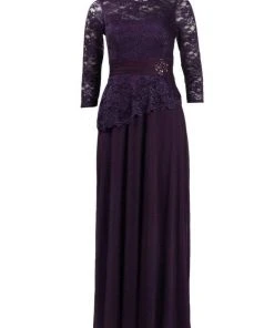 Decode 1.8 - 184004 Lace Jersey Mesh Long Sleeve Evening Dress Formal Gowns