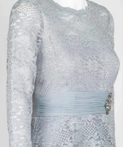 Decode 1.8 - 184004 Lace Jersey Mesh Long Sleeve Evening Dress Formal Gowns