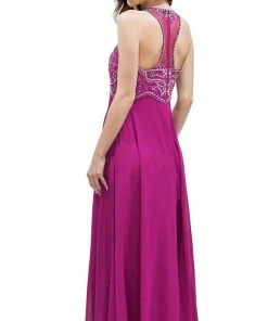 Formal Gowns Decode 1.8 - 184057 Beaded Embellished Racerback Flowy Evening Gown