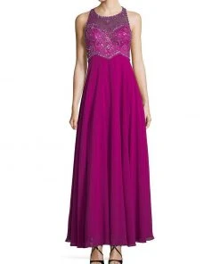 Formal Gowns Decode 1.8 - 184057 Beaded Embellished Racerback Flowy Evening Gown