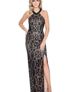 Decode 1.8 - 184400 Sequined Halter Dress With Back Cutouts Formal Gowns