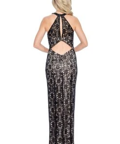 Decode 1.8 - 184400 Sequined Halter Dress With Back Cutouts Formal Gowns