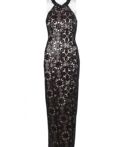 Decode 1.8 - 184400 Sequined Halter Dress With Back Cutouts Formal Gowns