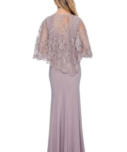 Decode 1.8 - 184553 Jersey Knit Long Gown With Lace Cape