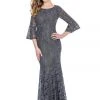 Formal Gowns Decode 1.8 - 184672 Lace Embroidered Bell Sleeve Trumpet Dress