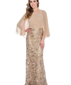 Decode 1.8 - 184730 Cape Overlay Soutache Long Dress Formal Gowns