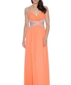 Formal Gowns Decode 1.8 - Bejeweled Strapped Cutout Back Evening Gown 182277