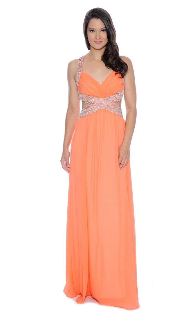 Formal Gowns Decode 1.8 - Bejeweled Strapped Cutout Back Evening Gown 182277 3 Formal Gowns Decode 1.8 - Bejeweled Strapped Cutout Back Evening Gown 182277