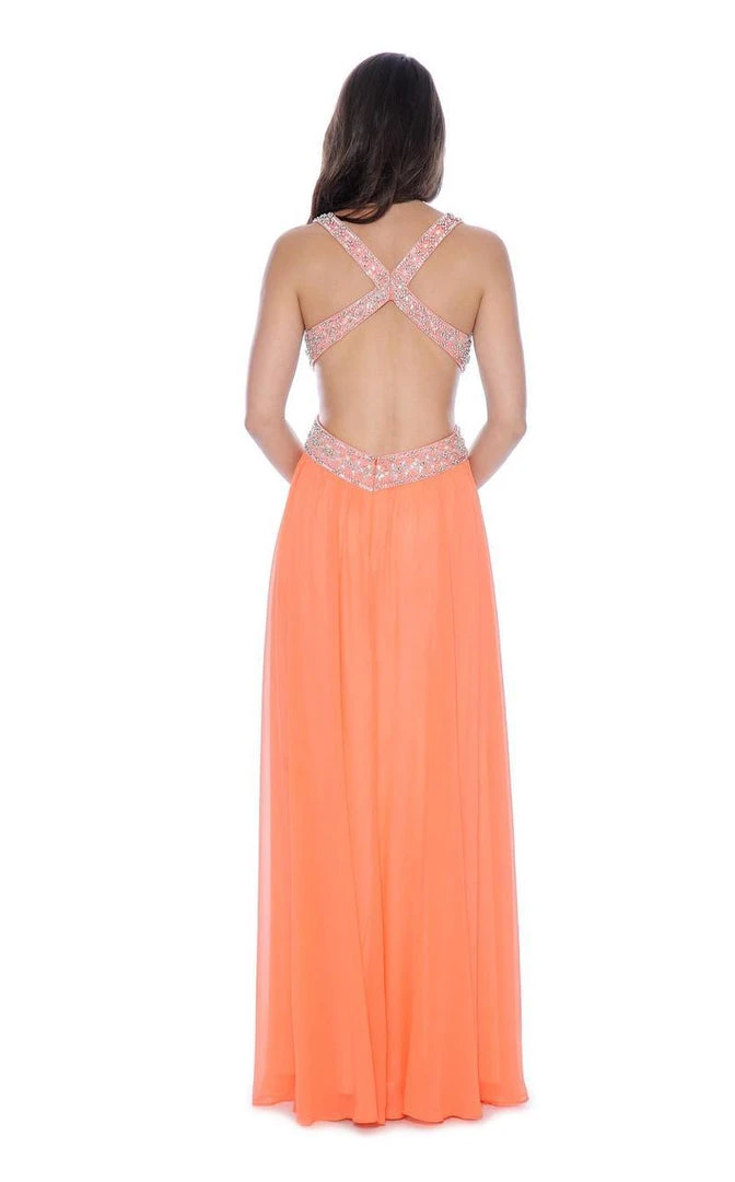 Formal Gowns Decode 1.8 - Bejeweled Strapped Cutout Back Evening Gown 182277 4 Formal Gowns Decode 1.8 - Bejeweled Strapped Cutout Back Evening Gown 182277