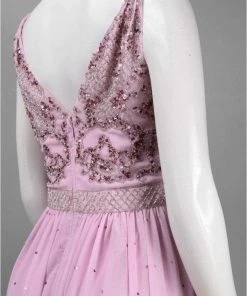 Decode 1.8 - Braided Strap Bedazzled Chiffon Gown 182303