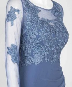 Formal Gowns Decode 1.8 - Jersey Knit Dress With Floral Lace Applique 183577 - 1 Pc Slate In Size 2 Available 7 Formal Gowns Decode 1.8 - Jersey Knit Dress With Floral Lace Applique 183577 - 1 Pc Slate In Size 2 Available