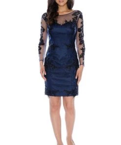 Cocktail Dresses Decode 1.8 Long Sleeve Illusion Bateau Neck Dress - 1 Pc Black Navy In Size 6 Available