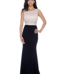 Formal Gowns Decode 1.8 - Rhinestones Beaded Top Two-Toned Evening Dress 182928