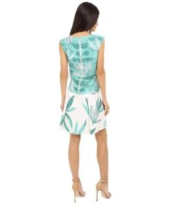 Donna Morgan - 4247M Aquarelle Cap Sleeve Drop Waist Dress - 2 Pcs Jade Multi In Sizes 10 And 12 Available 10 Donna Morgan - 4247M Aquarelle Cap Sleeve Drop Waist Dress - 2 Pcs Jade Multi In Sizes 10 And 12 Available