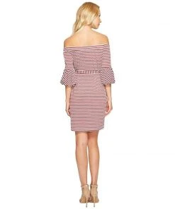 Cocktail Dresses Donna Morgan - D5259M Striped Off Shoulder Bell Sleeve Dress