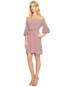 Cocktail Dresses Donna Morgan - D5259M Striped Off Shoulder Bell Sleeve Dress