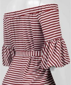 Cocktail Dresses Donna Morgan - D5259M Striped Off Shoulder Bell Sleeve Dress