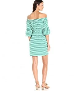Cocktail Dresses Donna Morgan - D5259M Striped Off Shoulder Bell Sleeve Dress