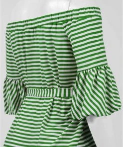 Cocktail Dresses Donna Morgan - D5259M Striped Off Shoulder Bell Sleeve Dress