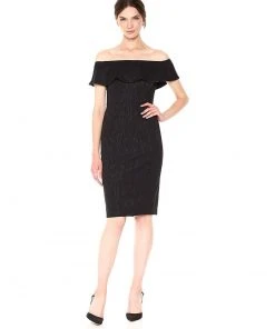 Donna Morgan - D5416M Jacquard Off-Shoulder Sheath Dress Cocktail Dresses