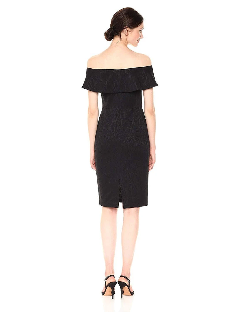 Donna Morgan - D5416M Jacquard Off-Shoulder Sheath Dress Cocktail Dresses 4 Donna Morgan - D5416M Jacquard Off-Shoulder Sheath Dress Cocktail Dresses