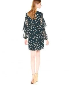 Cocktail Dresses Donna Morgan - D5513M Ruffle Long Sleeves Printed Chiffon Shift Dress 14 Cocktail Dresses Donna Morgan - D5513M Ruffle Long Sleeves Printed Chiffon Shift Dress