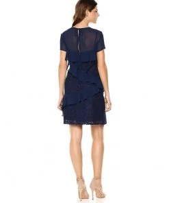 Donna Morgan - D5578M Floral Lace Ruffled Sheath Dress