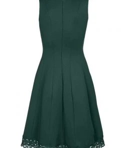 Cocktail Dresses Donna Ricco - DR50487 V Neck Sleeveless Cocktail Dress With Lace Hem