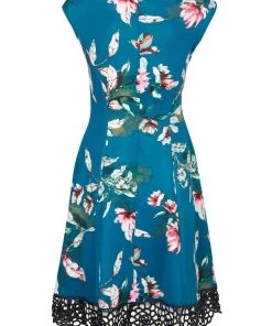 Donna Ricco - DR50916 Floral Printed Bateau Scuba A-line Dress Cocktail Dresses 10 Donna Ricco - DR50916 Floral Printed Bateau Scuba A-line Dress Cocktail Dresses