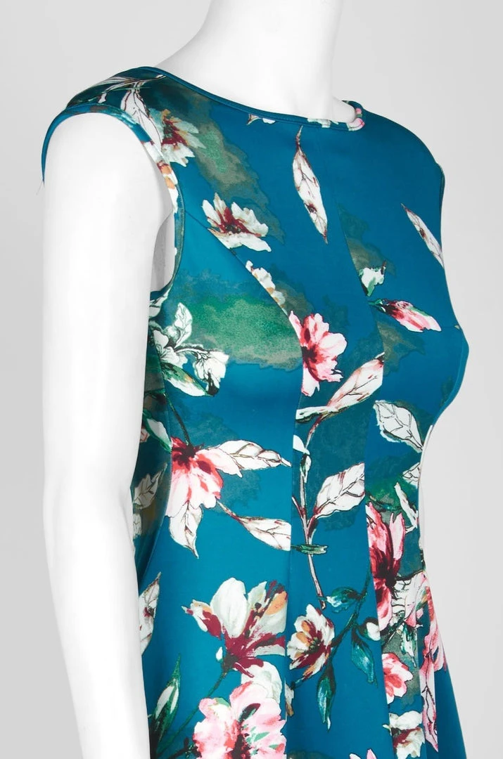 Donna Ricco - DR50916 Floral Printed Bateau Scuba A-line Dress Cocktail Dresses 7 Donna Ricco - DR50916 Floral Printed Bateau Scuba A-line Dress Cocktail Dresses