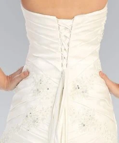 Elizabeth K Bridal - GL1032 Strapless Floral Appliqued Trumpet Wedding Gown 10 Elizabeth K Bridal - GL1032 Strapless Floral Appliqued Trumpet Wedding Gown