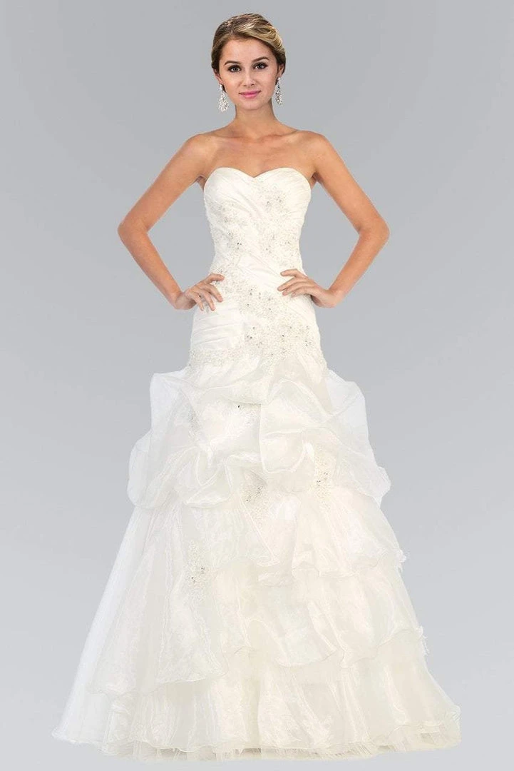 Elizabeth K Bridal - GL1032 Strapless Floral Appliqued Trumpet Wedding Gown 3 Elizabeth K Bridal - GL1032 Strapless Floral Appliqued Trumpet Wedding Gown