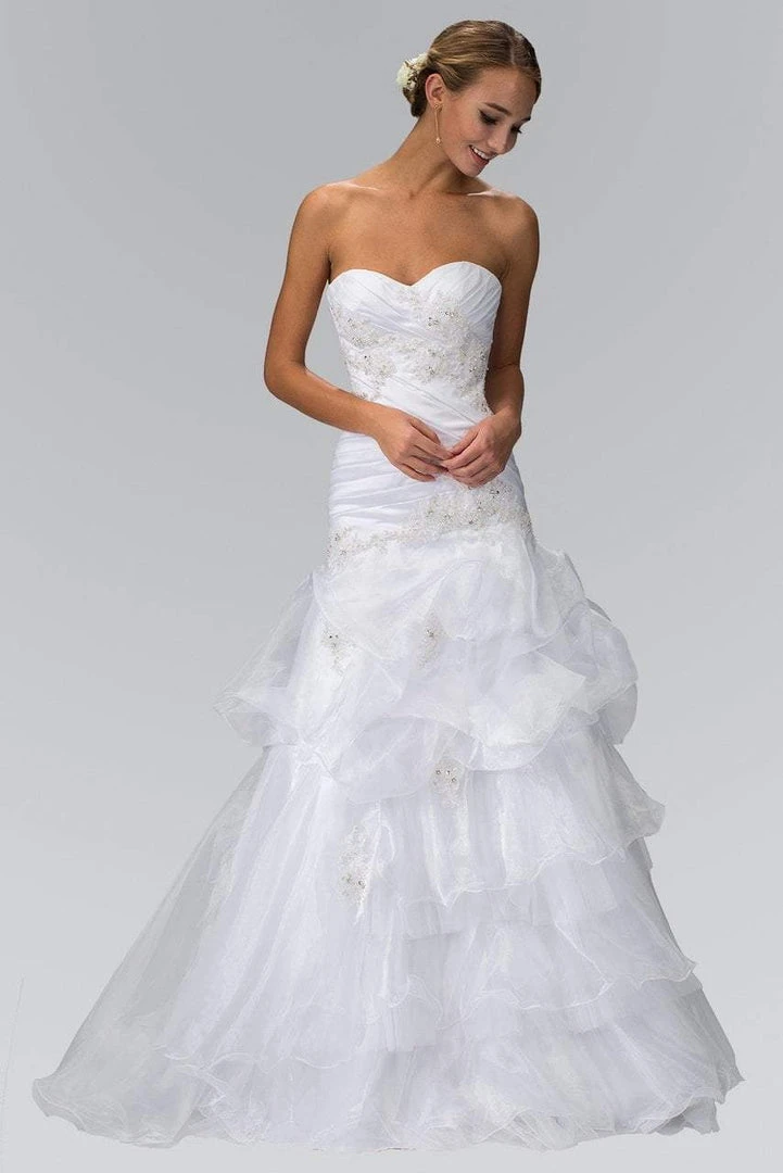 Elizabeth K Bridal - GL1032 Strapless Floral Appliqued Trumpet Wedding Gown 7 Elizabeth K Bridal - GL1032 Strapless Floral Appliqued Trumpet Wedding Gown