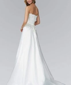 Formal Gowns Elizabeth K Bridal - GL2077 Bead Embellished Strapless Bridal Dress