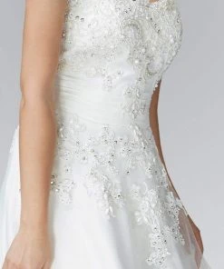 Formal Gowns Elizabeth K Bridal - GL2077 Bead Embellished Strapless Bridal Dress