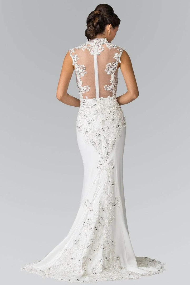Elizabeth K Bridal - GL2326 Beaded Queen Anne Jersey Sheath Wedding Dress Formal Gowns 6 Elizabeth K Bridal - GL2326 Beaded Queen Anne Jersey Sheath Wedding Dress Formal Gowns