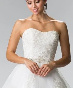 Elizabeth K Bridal - GL2370 Strapless Beaded Ballgown Formal Gowns