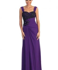 Formal Gowns Elizabeth K - GL1004 Lace Embellished Sweetheart Chiffon Dress 12 Formal Gowns Elizabeth K - GL1004 Lace Embellished Sweetheart Chiffon Dress