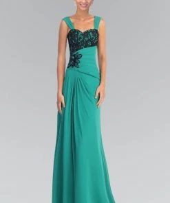 Formal Gowns Elizabeth K - GL1004 Lace Embellished Sweetheart Chiffon Dress