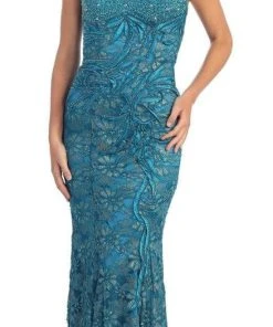 Elizabeth K - GL1006 Strapless Sweetheart Lace Long Dress