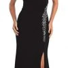 Elizabeth K - GL1009 One Shoulder Long Dress With Slit 1 Elizabeth K - GL1009 One Shoulder Long Dress With Slit