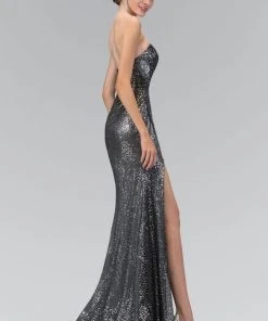 Elizabeth K - GL1012 Strapless Long Dress With Slit 6 Elizabeth K - GL1012 Strapless Long Dress With Slit