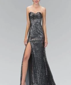 Elizabeth K - GL1012 Strapless Long Dress With Slit
