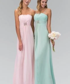 Formal Gowns Elizabeth K - GL1020 Jewel Accented Fan Bustline Chiffon Dress