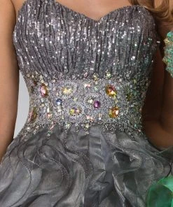 Elizabeth K - GL1026 Jeweled Sweetheart Long Ruffled Dress Formal Gowns 11 Elizabeth K - GL1026 Jeweled Sweetheart Long Ruffled Dress Formal Gowns