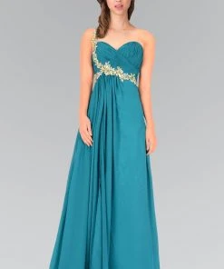 Formal Gowns Elizabeth K - GL1030 Jeweled Ruched Sweetheart Chiffon Dress