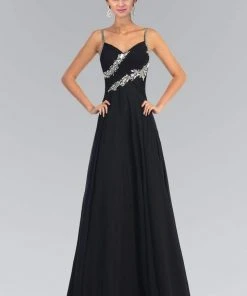 Elizabeth K - GL1031 Bejeweled Ruched Sweetheart Chiffon Dress Formal Gowns