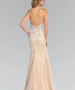 Elizabeth K - GL1043 V-Neck Long Dress With Slit Formal Gowns 5 Elizabeth K - GL1043 V-Neck Long Dress With Slit Formal Gowns