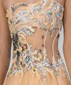 Elizabeth K - GL1045 Strapless Embellished Long Gown Formal Gowns